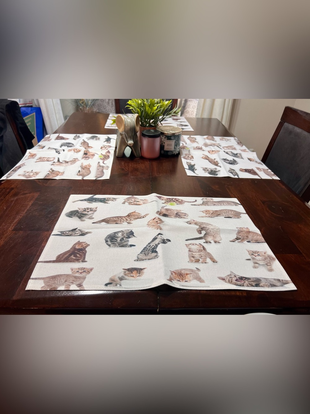 Set of 4 Kitten Print Placemats Cat Lover Table Decor